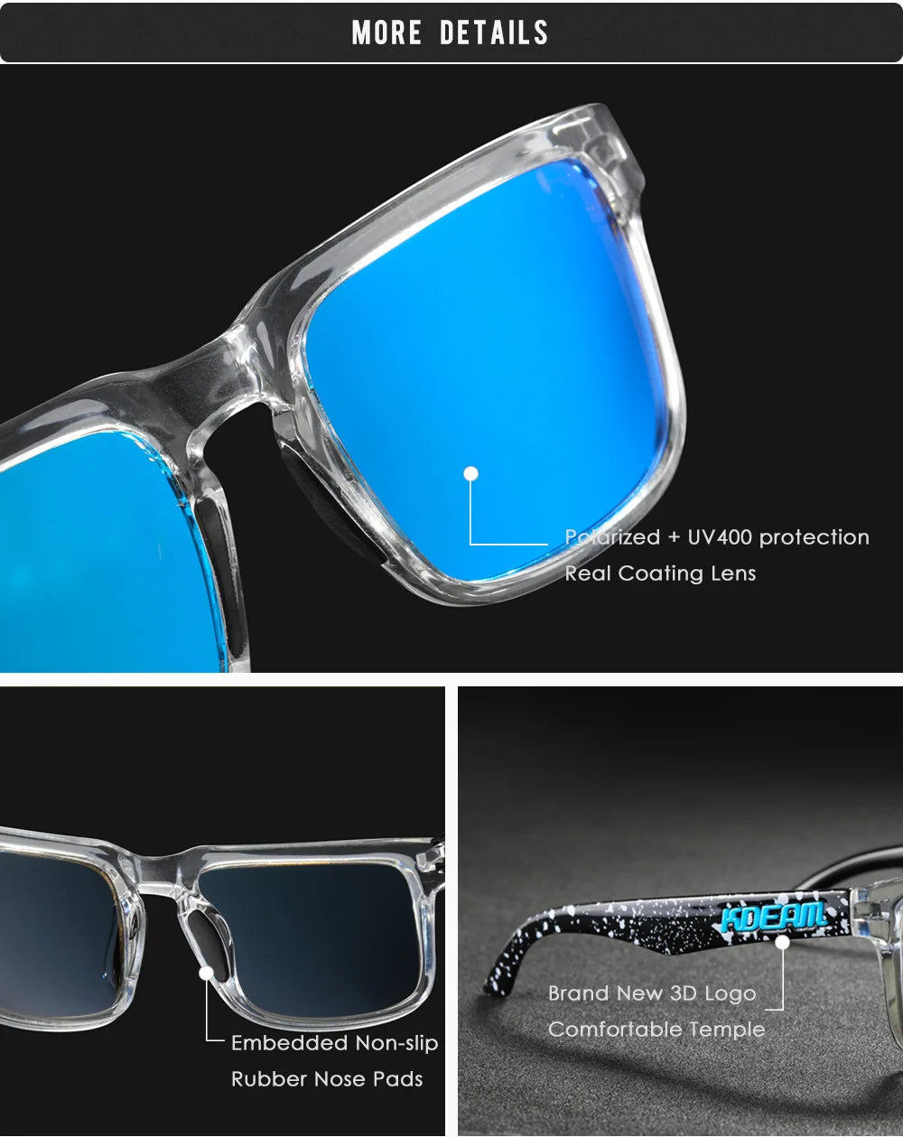 Kdeam Unisex On-Trend Polarized Sunglasses. Stand Out On Or Off Court! Look FLY! Play FLY!