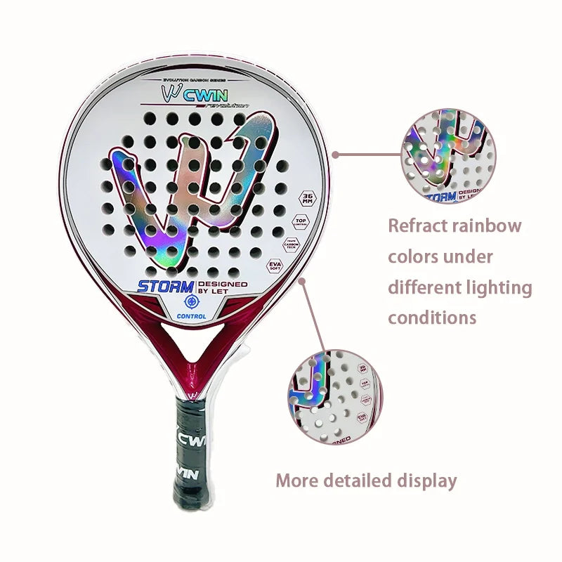 Camewin Padel Racket Carbon Fibre Soft EVA Face For Superior Performance Players With Style