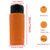 Vexo orange cylindrical ball storage container, 20cm tall, easy to carry, 335g weight.