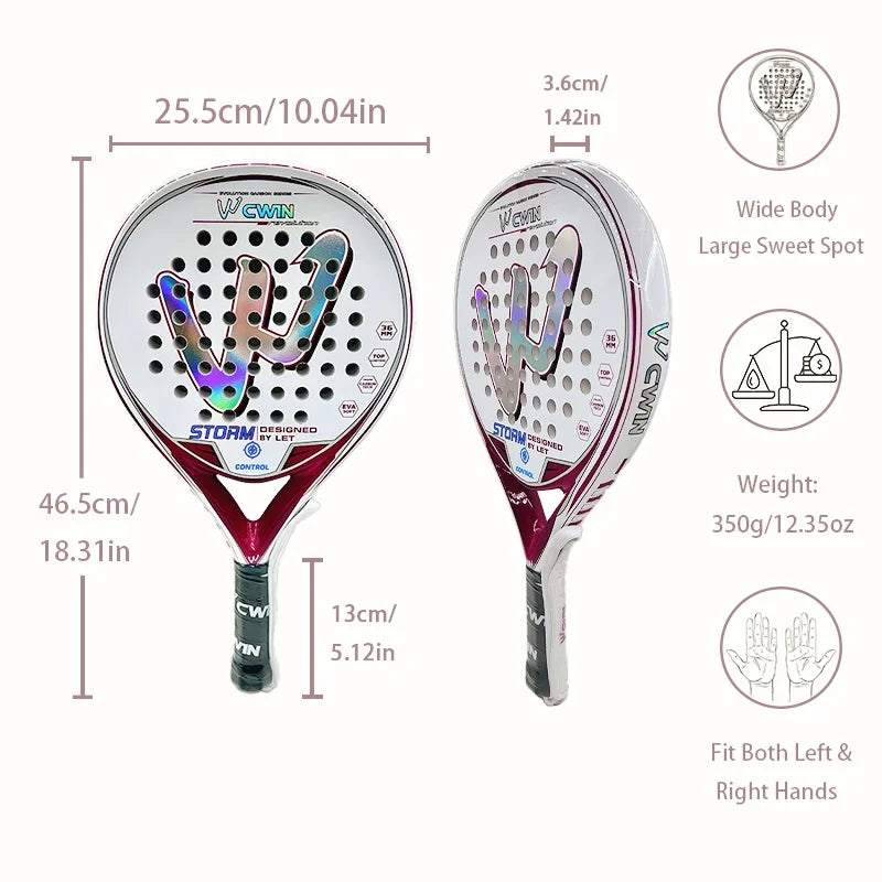 Camewin Padel Racket Carbon Fibre Soft EVA Face For Superior Performance Players With Style