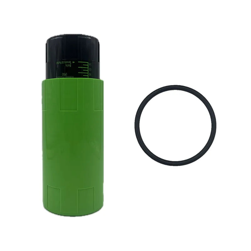 Green Vexo irrigation sprinkler with a black adjustment ring on white background