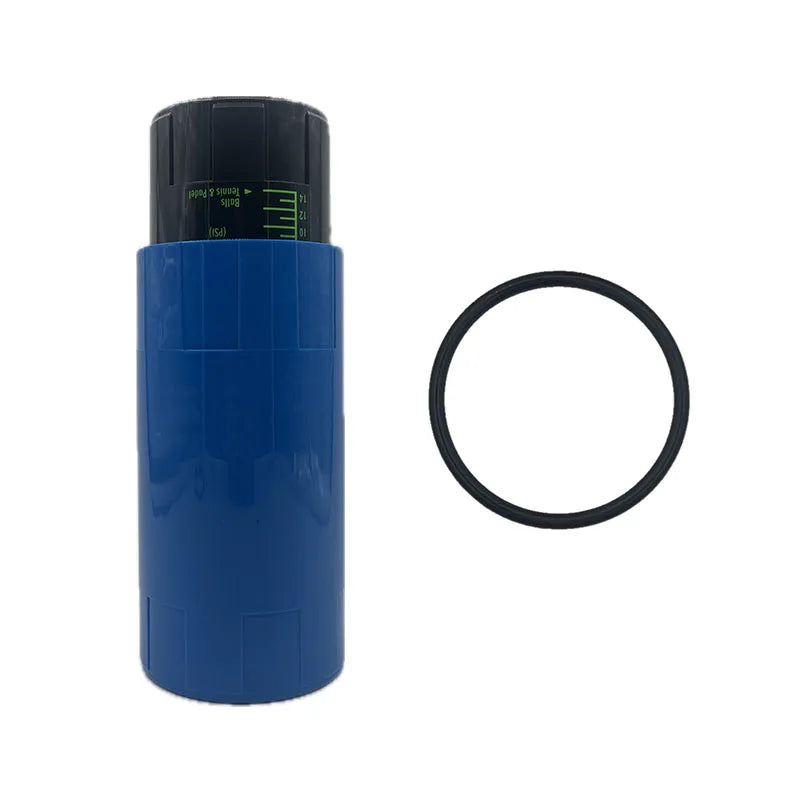 Blue sprinkler head with black ring, Vexo irrigation tool on white background
